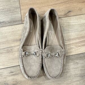 Mercer & Madison Gray Suede loafers size 9 with silver hardware